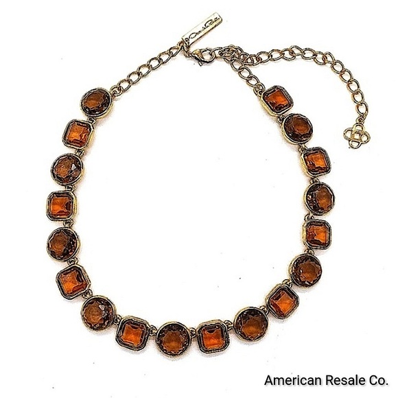 Oscar de la Renta Jewelry - Oscar De La Renta Auburn Victorian Glass Statement Collar Necklace in Gold